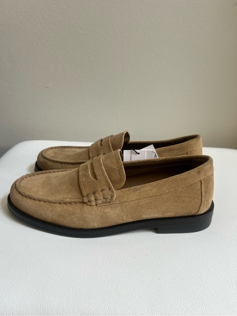 Zara Tan Suede Penny Loafers for Men Size 7 (40)